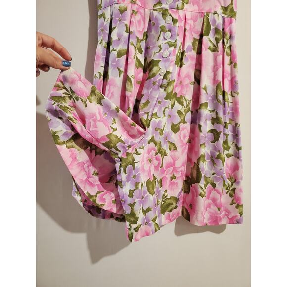 Miss Erika MEI Vtg 90s Y2K Floral Cottage Fairy Tie Back Romper Womens Size M - Picture 5 of 9